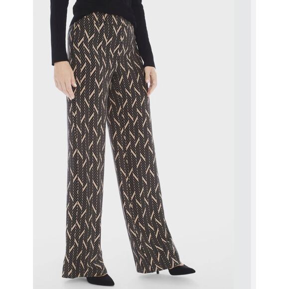 Chicos Wide Leg Brown Black Pants High Waist Comfortable Work Travel Sz 3 (XL) - Picture 1 of 9